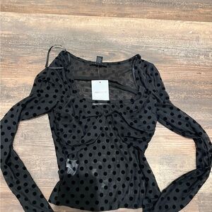 Forever 21 Sheer Black Polka Dot Blouse